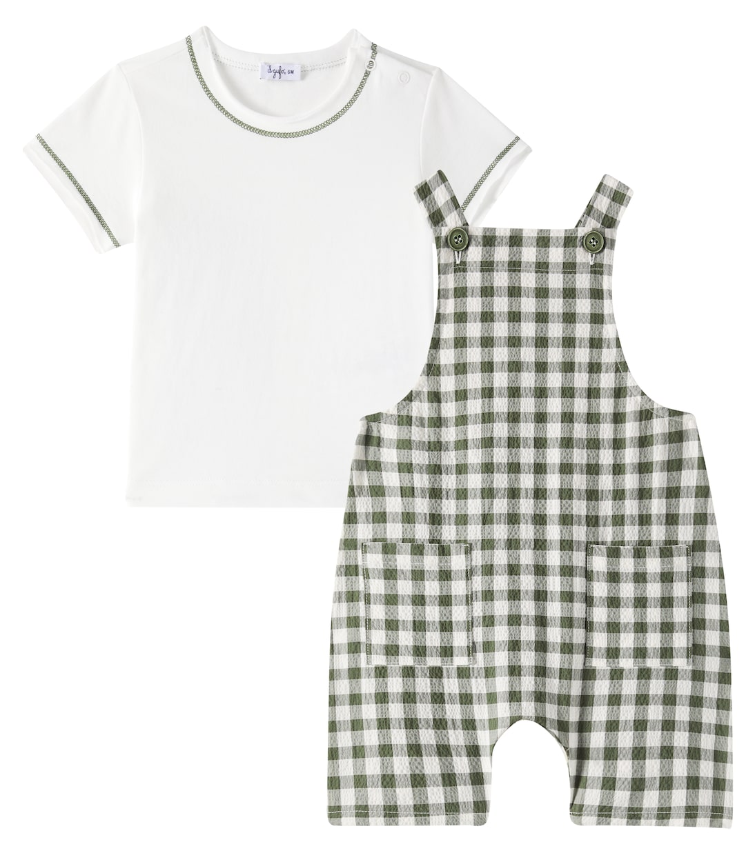 Baby checked overalls and T-shirt set | Il Gufo