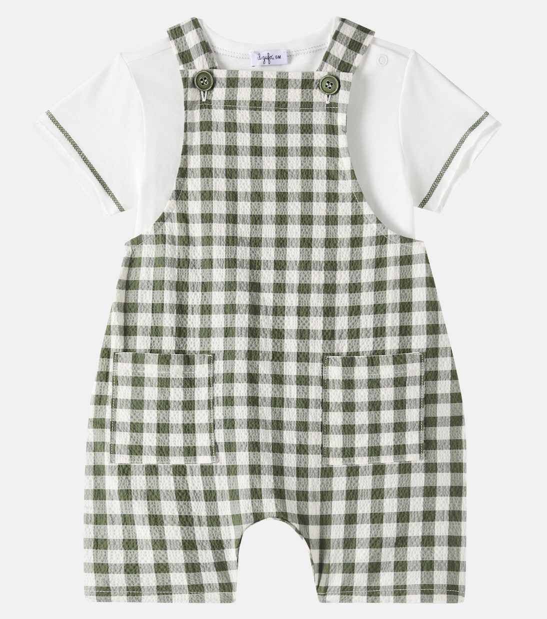 Baby checked overalls and T-shirt set | Il Gufo