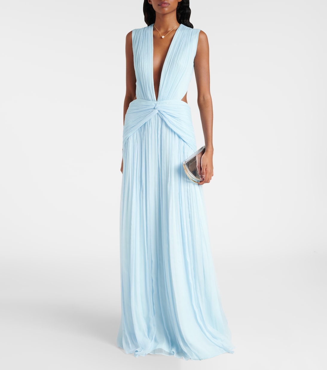 Abito lungo in chiffon di seta | Costarellos