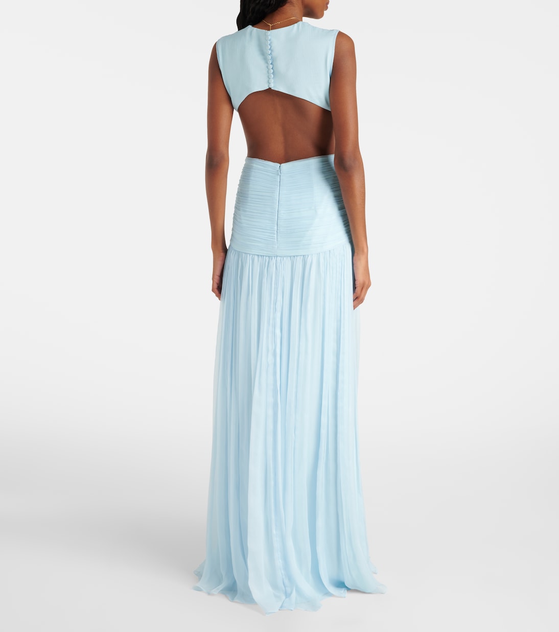 Abito lungo in chiffon di seta | Costarellos