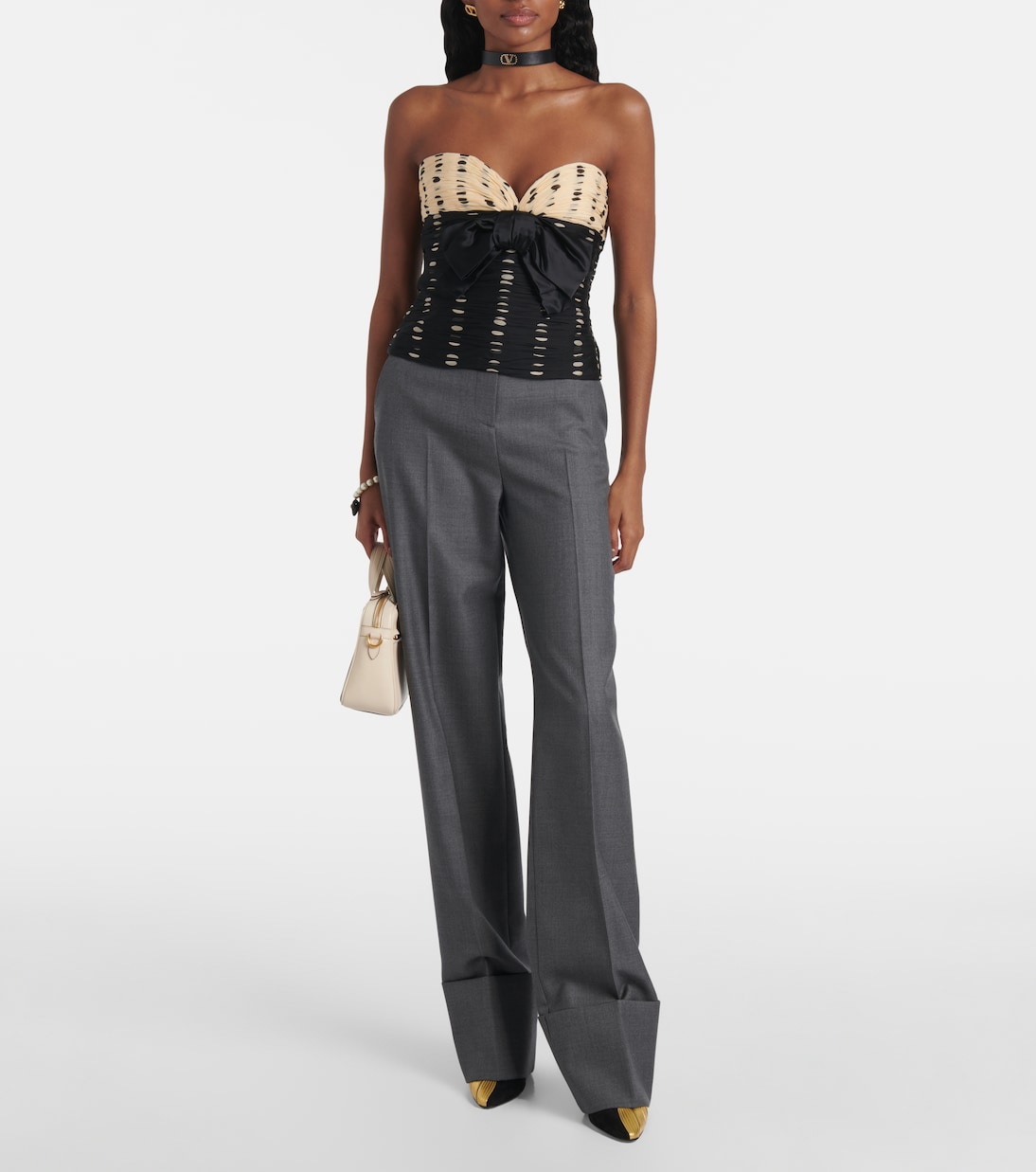 Pantaloni regular in lana a vita alta | Valentino