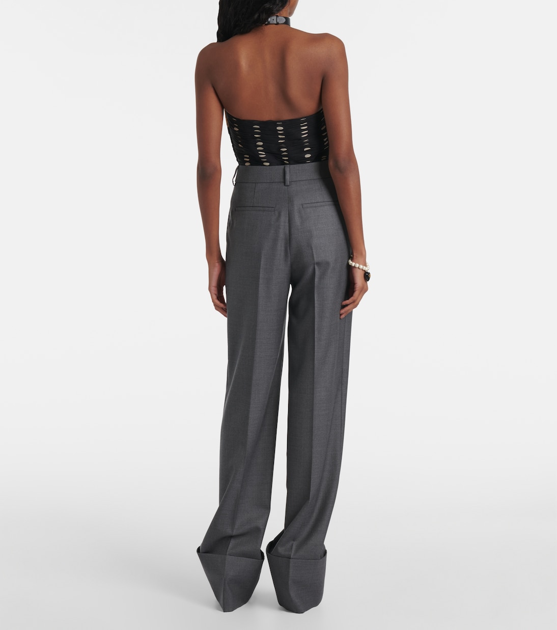 Pantaloni regular in lana a vita alta | Valentino