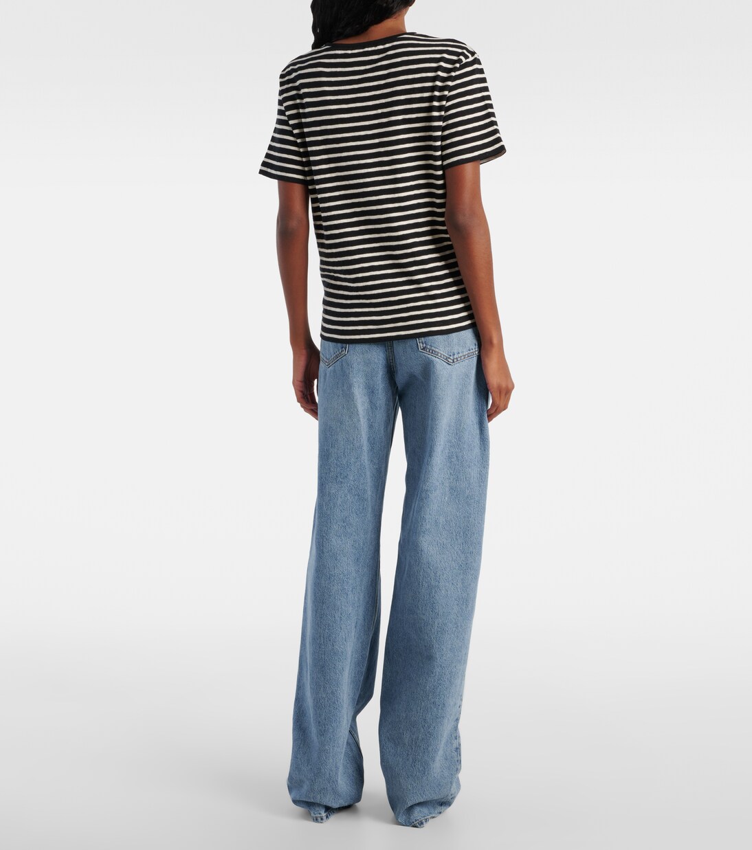 T-shirt Cassandre rayé en coton | Saint Laurent