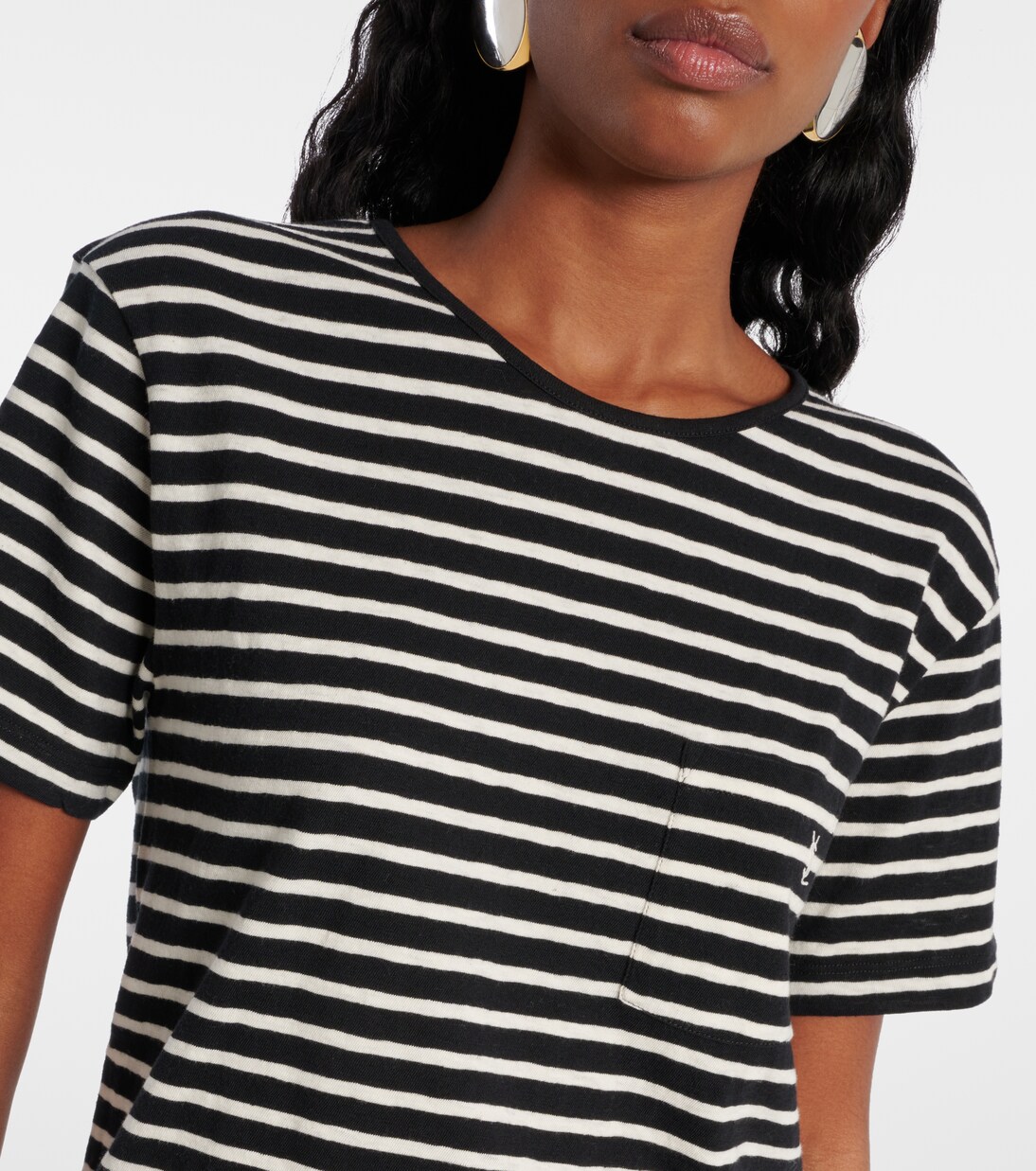T-shirt Cassandre rayé en coton | Saint Laurent
