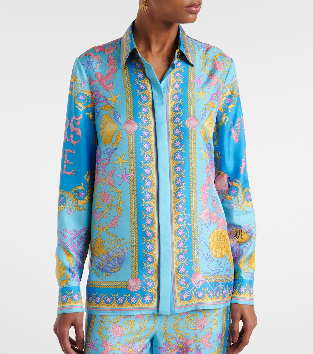 Camicia Underwater Barocco in twill di seta | Versace