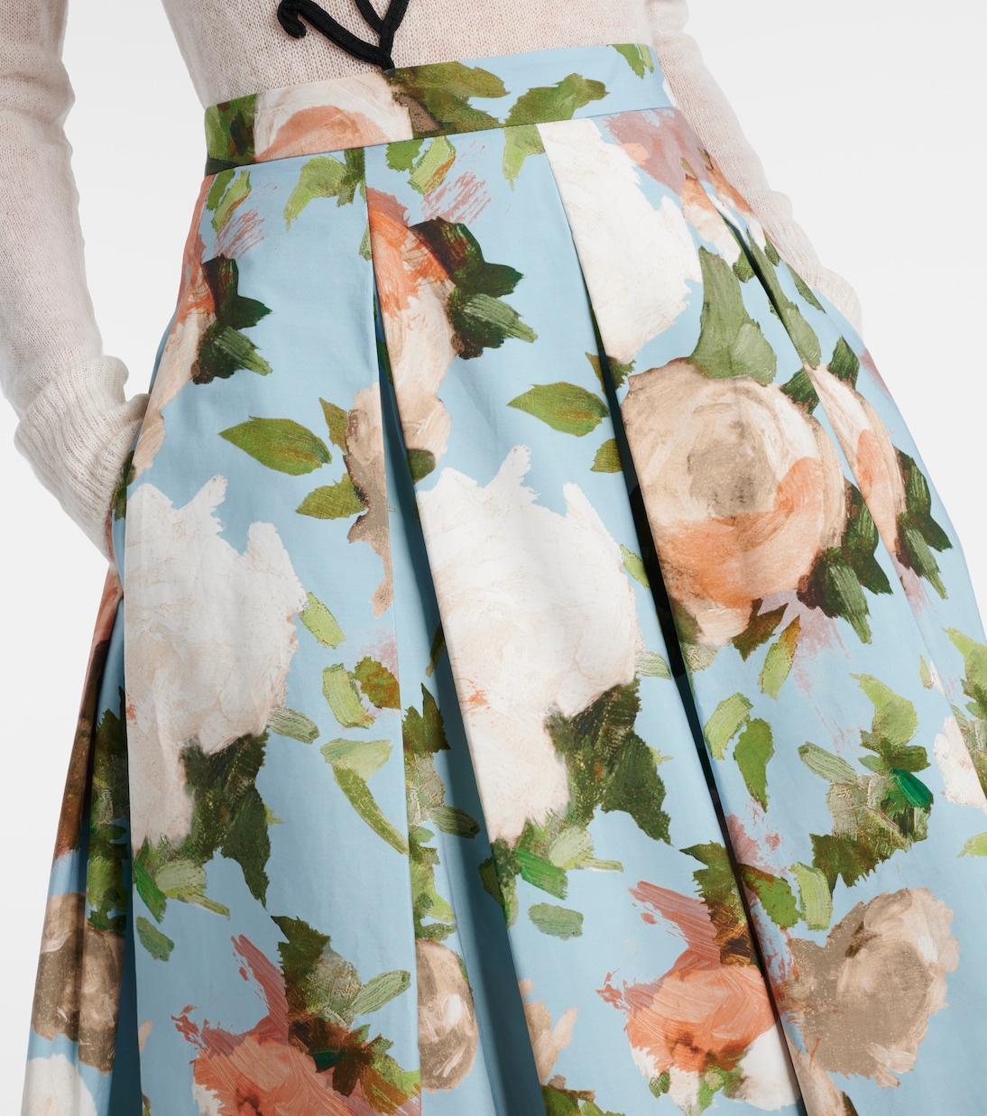 Falda midi de algodón floral plisada | Erdem