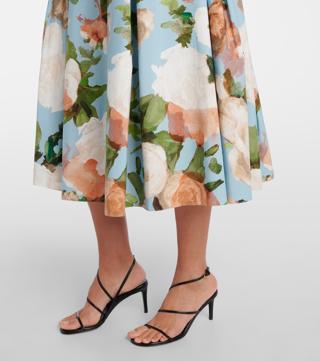 Falda midi de algodón floral plisada | Erdem