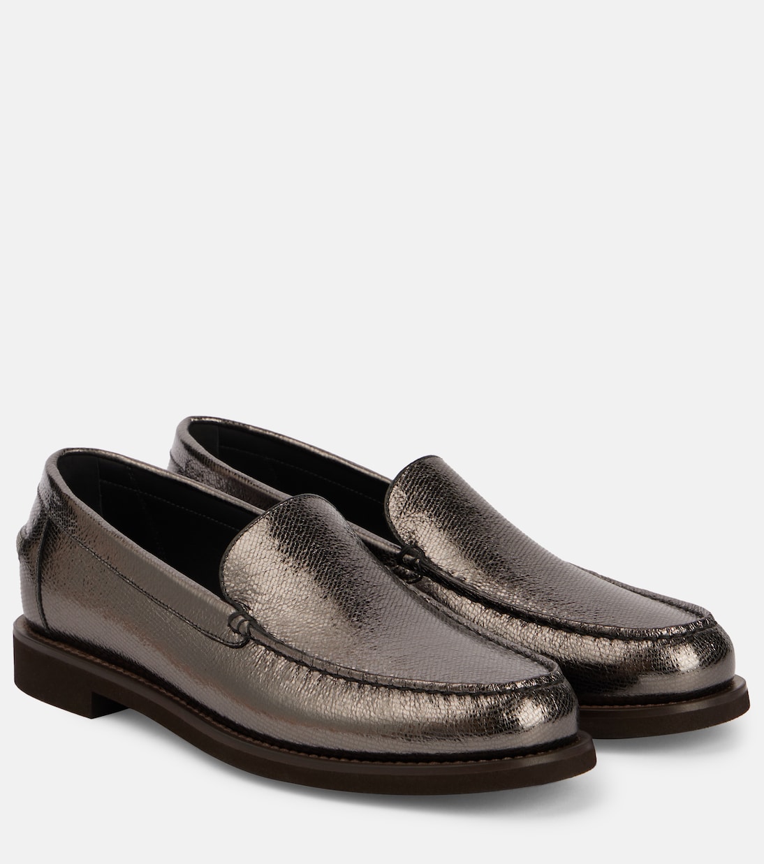Loafers aus Metallic-Leder | Brunello Cucinelli