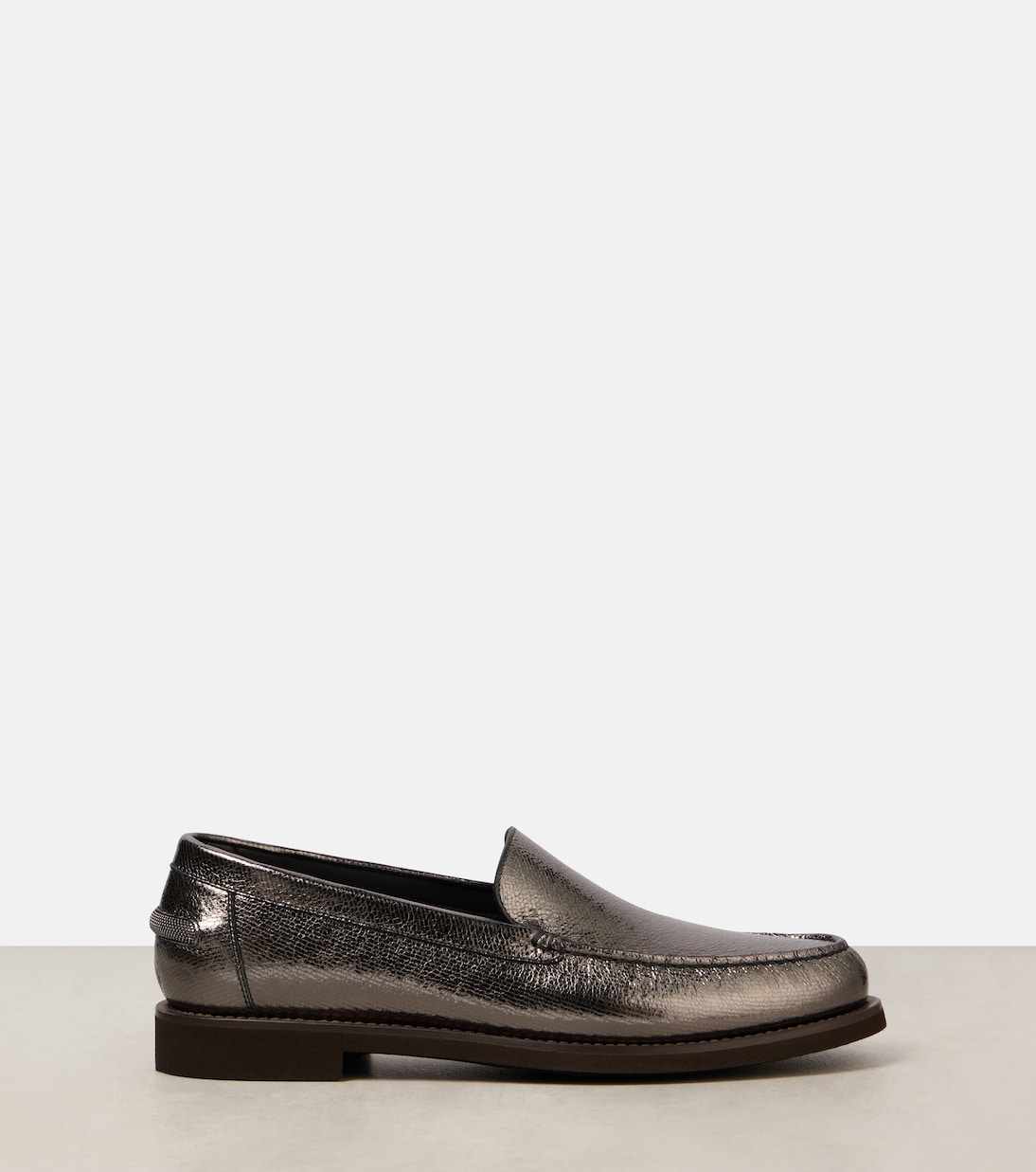 Loafers aus Metallic-Leder | Brunello Cucinelli