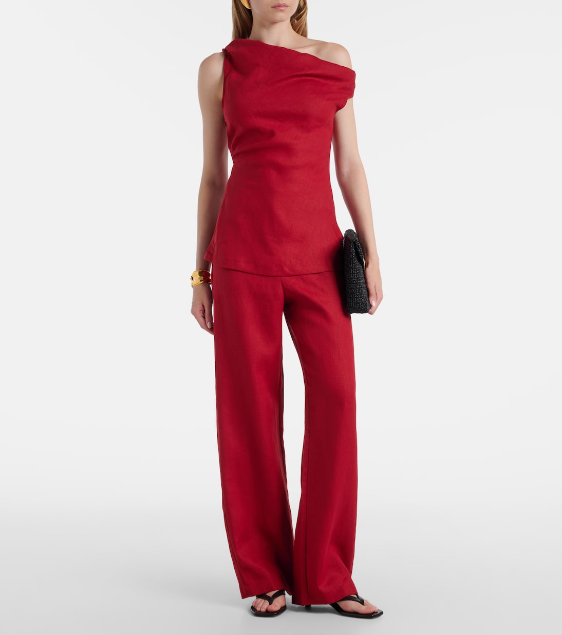 Isabel high-rise linen straight pants | Faithfull