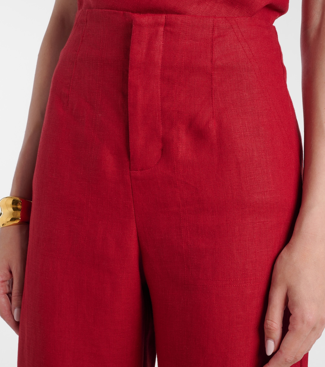 Isabel high-rise linen straight pants | Faithfull