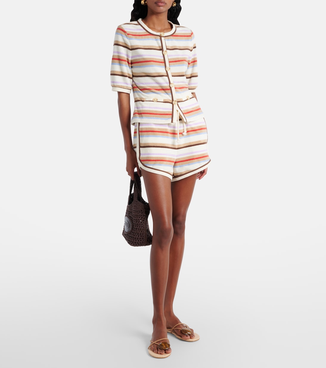 Mulberry striped cotton-blend shorts | Veronica Beard