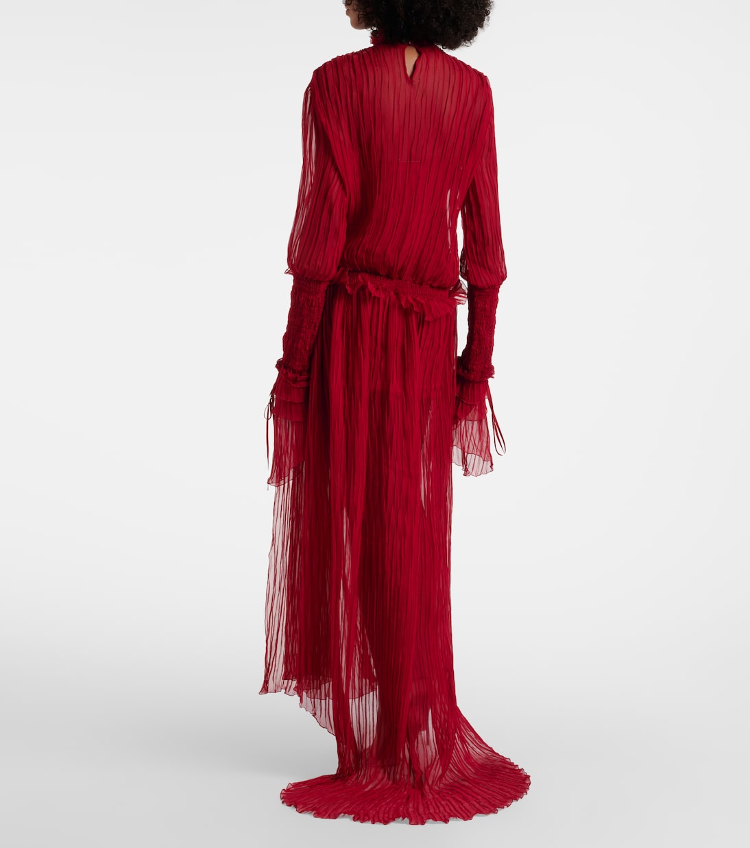Abito lungo in chiffon di seta con ruches | Blumarine