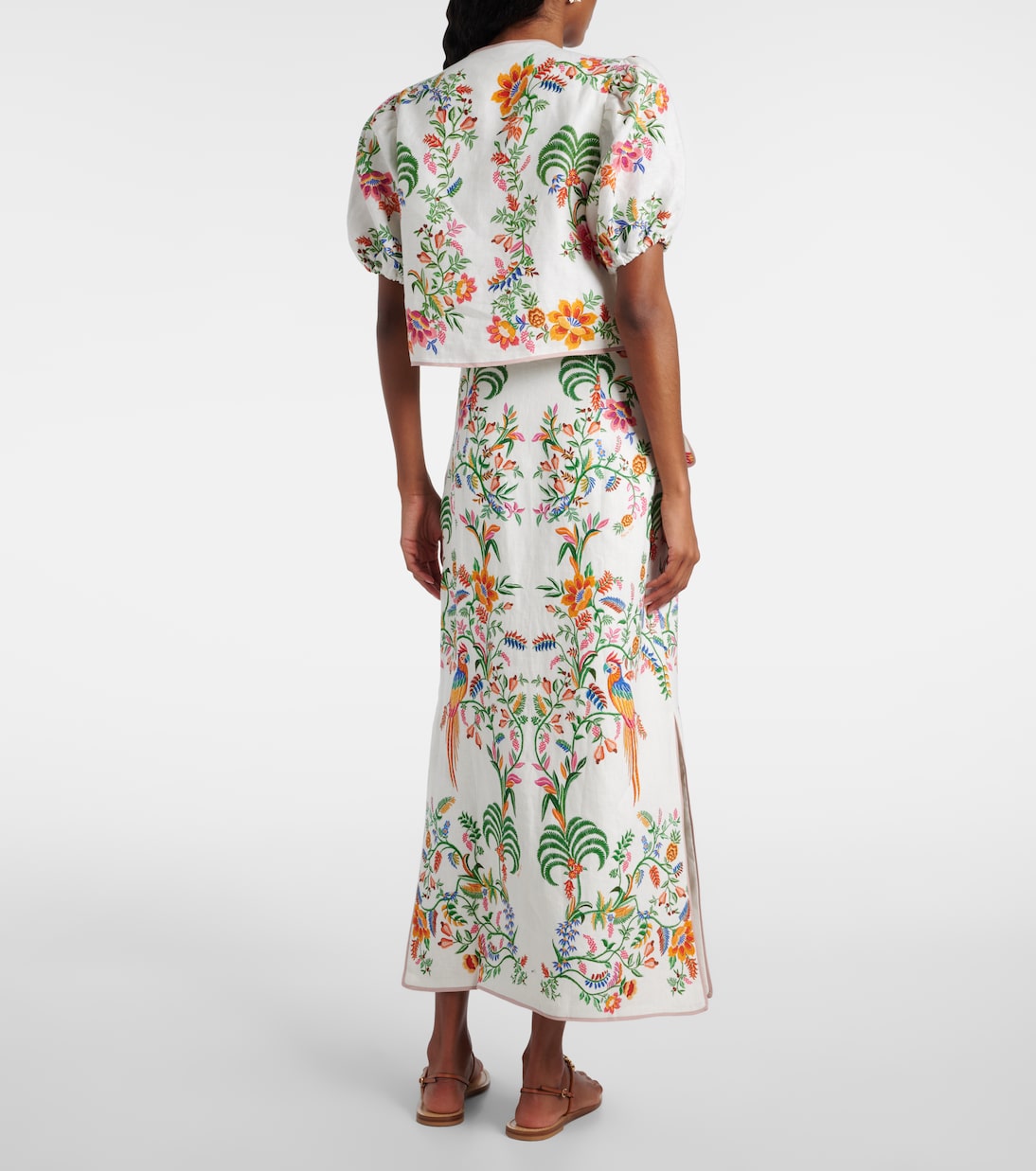 Floral puff-sleeve linen blouse | Farm Rio