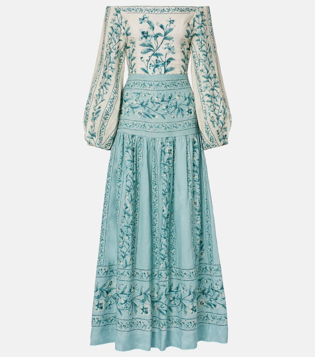Off-Shoulder-Maxikleid Senlis aus Leinen | Agua by Agua Bendita