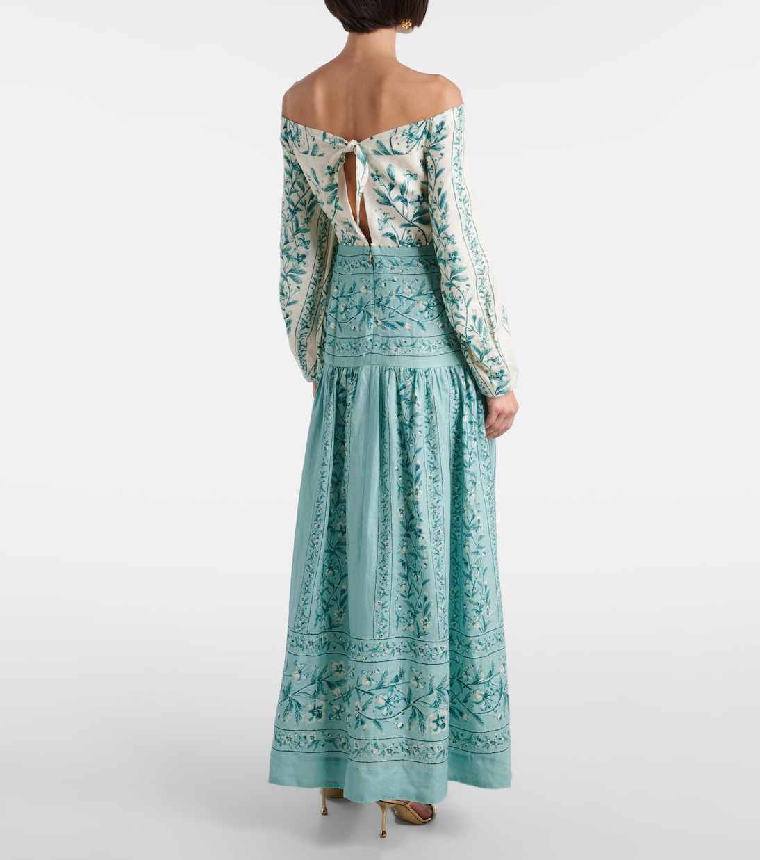 Off-Shoulder-Maxikleid Senlis aus Leinen | Agua by Agua Bendita