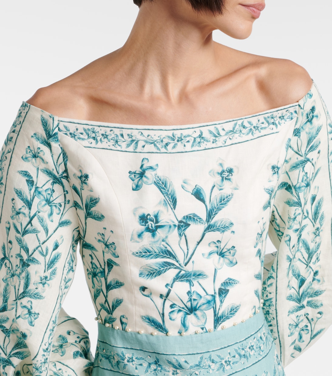 Off-Shoulder-Maxikleid Senlis aus Leinen | Agua by Agua Bendita