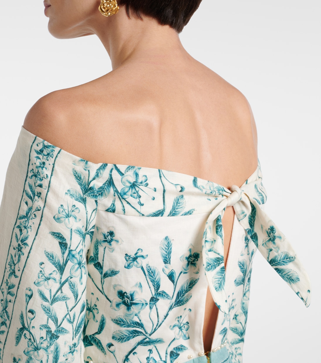 Off-Shoulder-Maxikleid Senlis aus Leinen | Agua by Agua Bendita