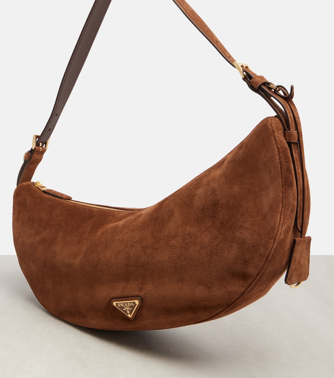 Sac Prada Demi-Lune Large en daim | Prada