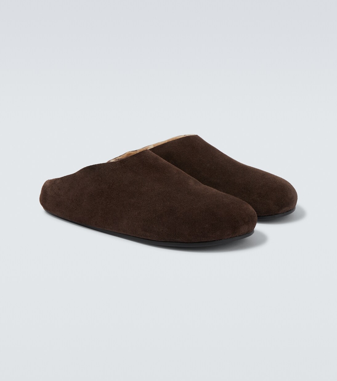 Hudson shearling-lined suede mules | The Row