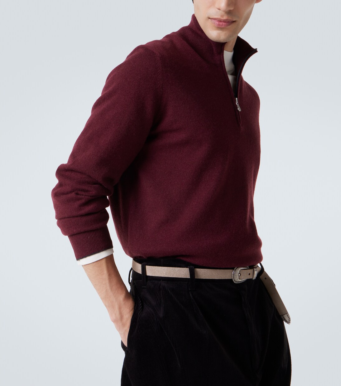 Jersey de cachemir con cremallera parcial | Brunello Cucinelli