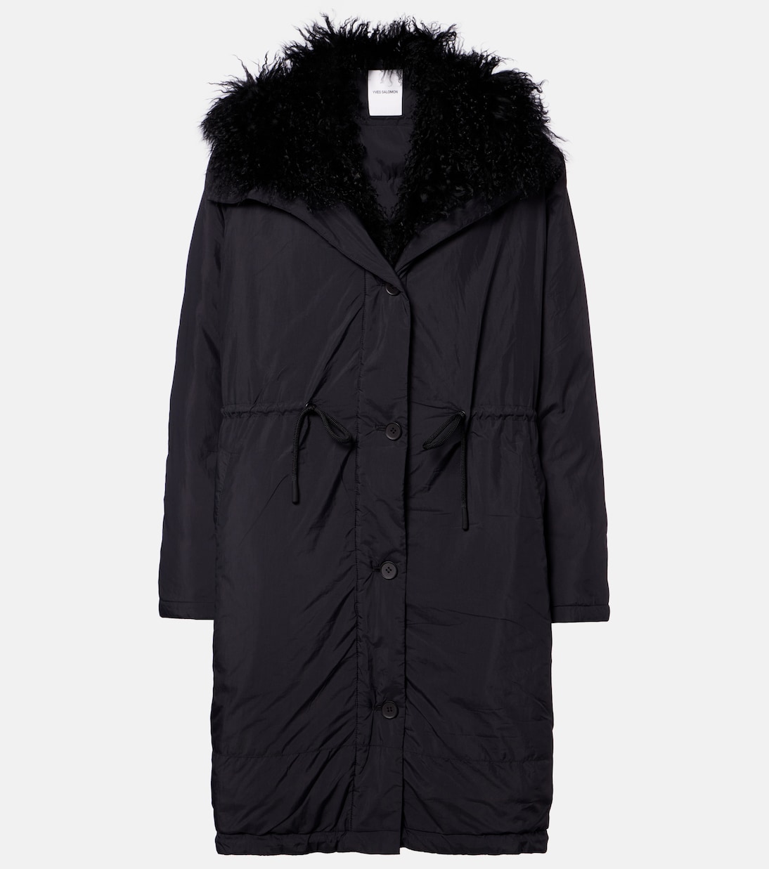 Hooded shearling-trimmed down coat | Yves Salomon