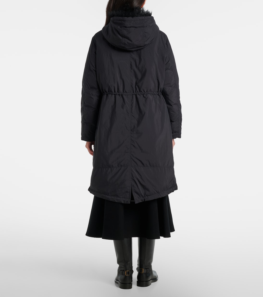 Hooded shearling-trimmed down coat | Yves Salomon