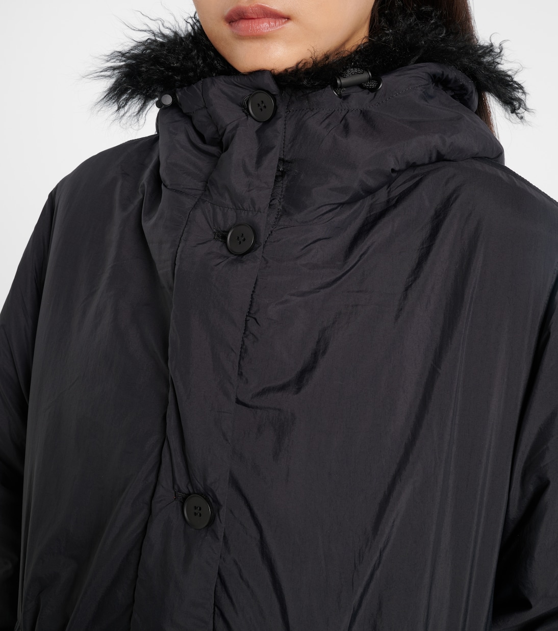 Hooded shearling-trimmed down coat | Yves Salomon