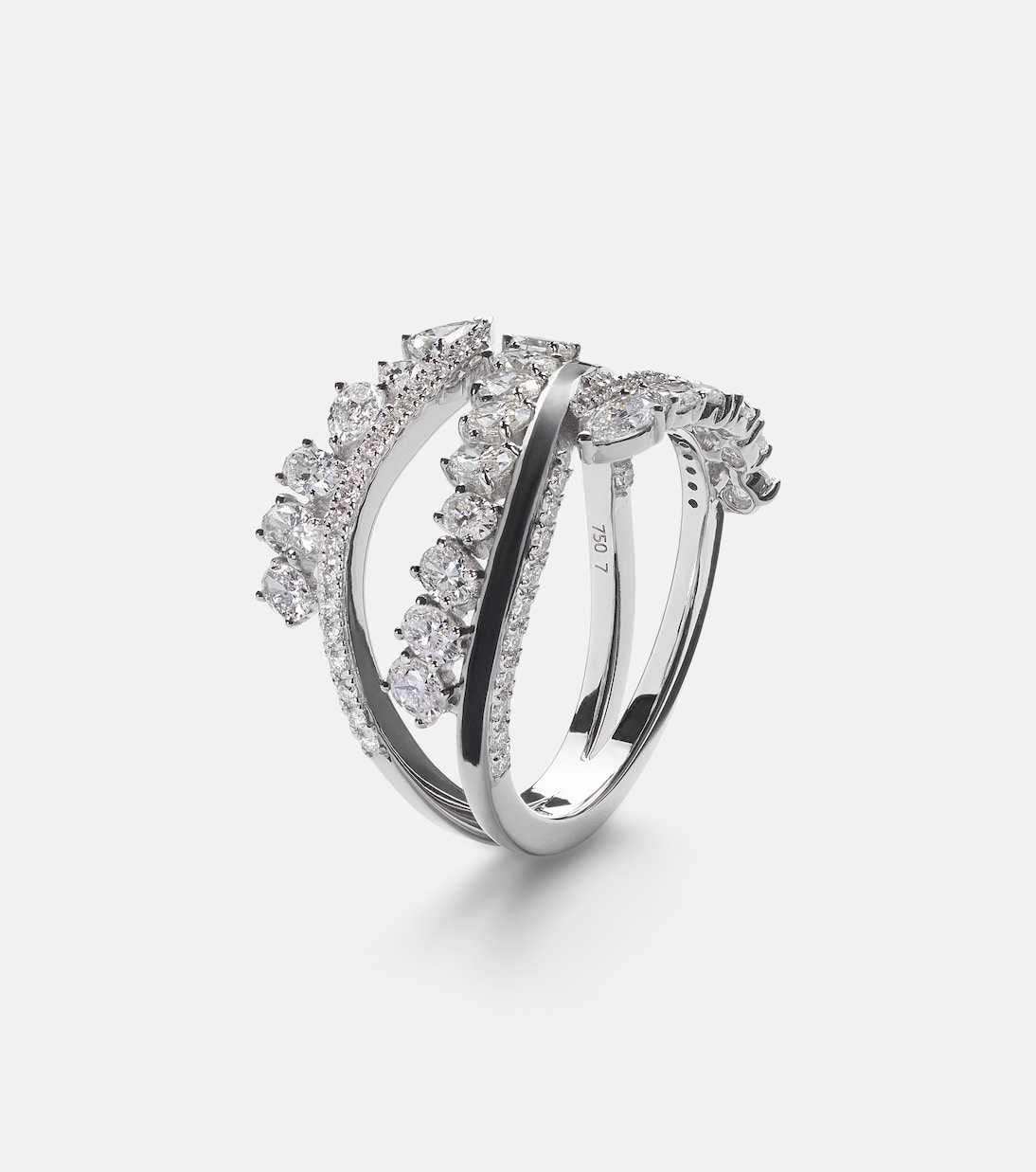 Twist 18kt white gold and enamel ring with diamonds | Kamyen