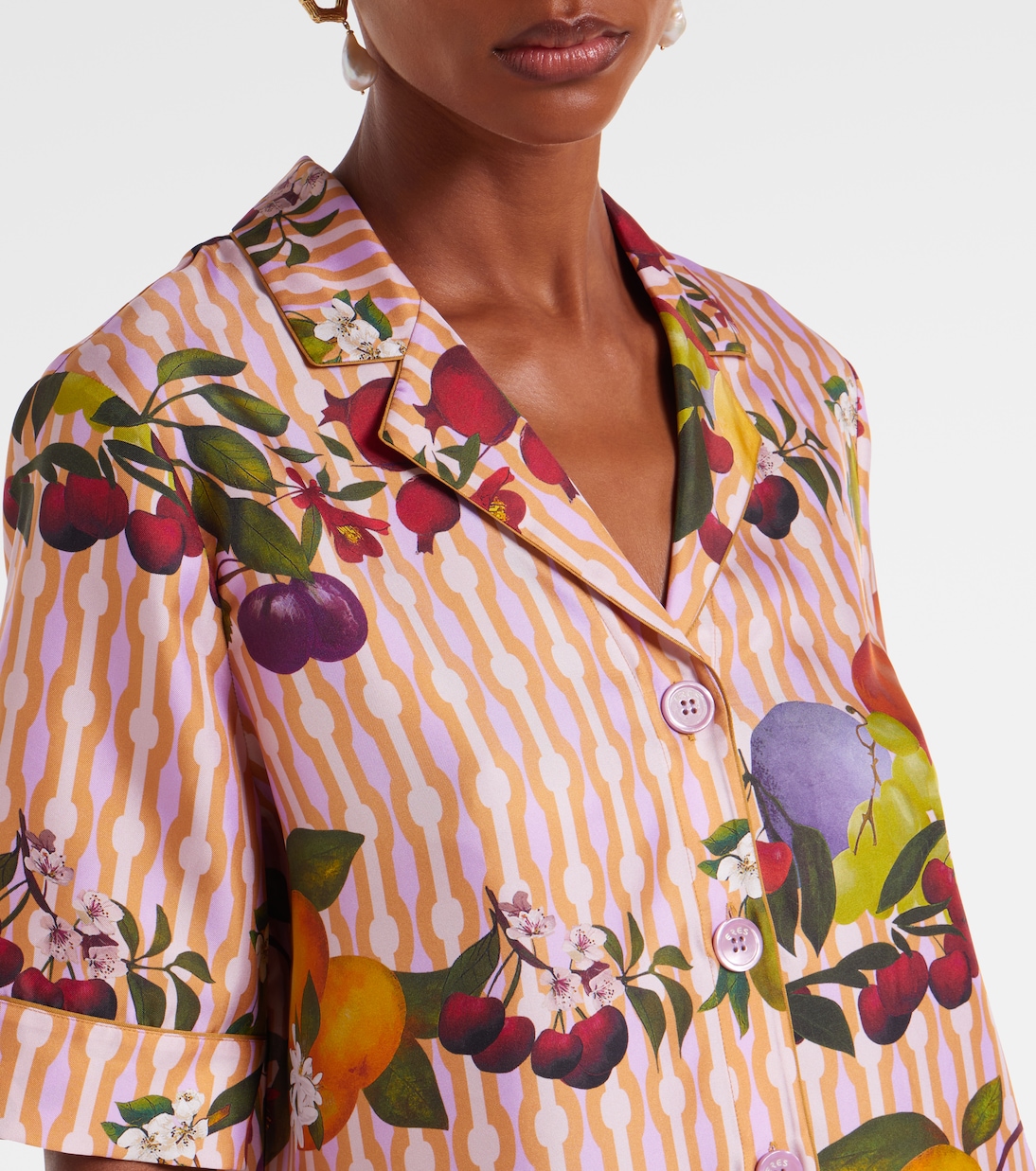 Cherry printed silk twill shirt | Eres