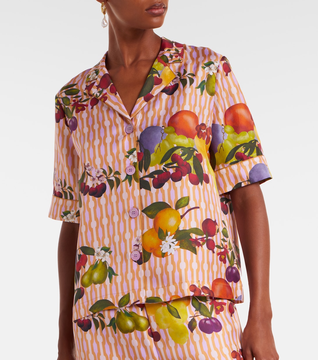 Cherry printed silk twill shirt | Eres