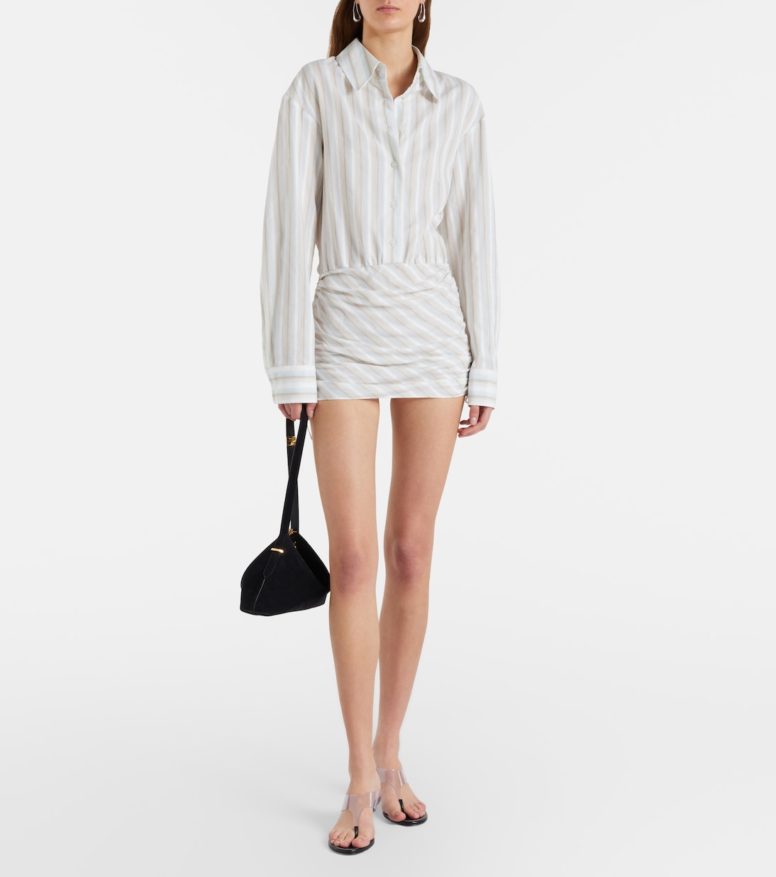 Camisa de algodón a rayas fruncidaç | Christopher Esber