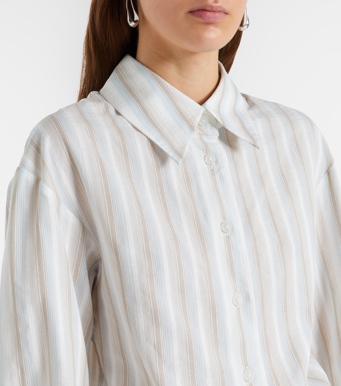 Camisa de algodón a rayas fruncidaç | Christopher Esber