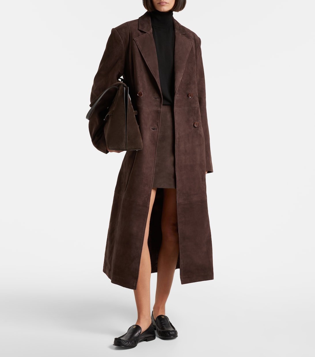 Mantel aus Veloursleder | Rotate