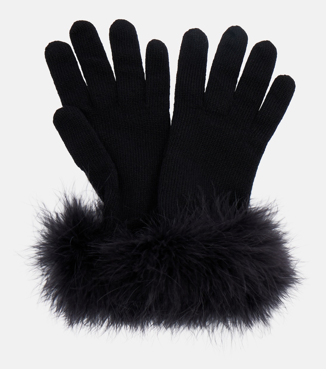 Guantes de lana virgen con plumas y VLogo | Valentino