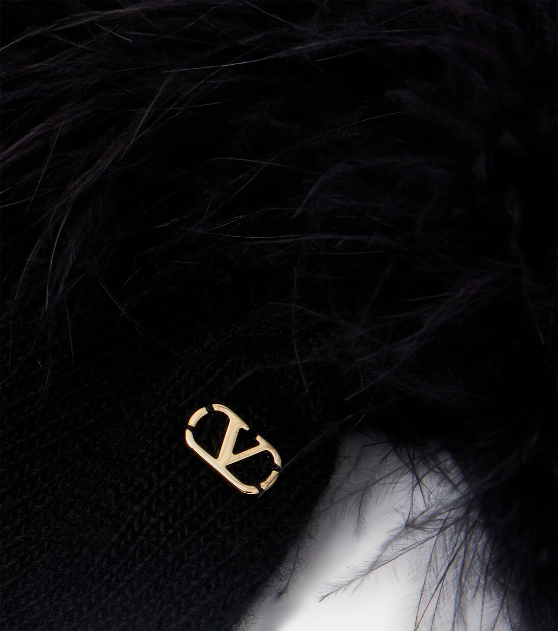 Guantes de lana virgen con plumas y VLogo | Valentino