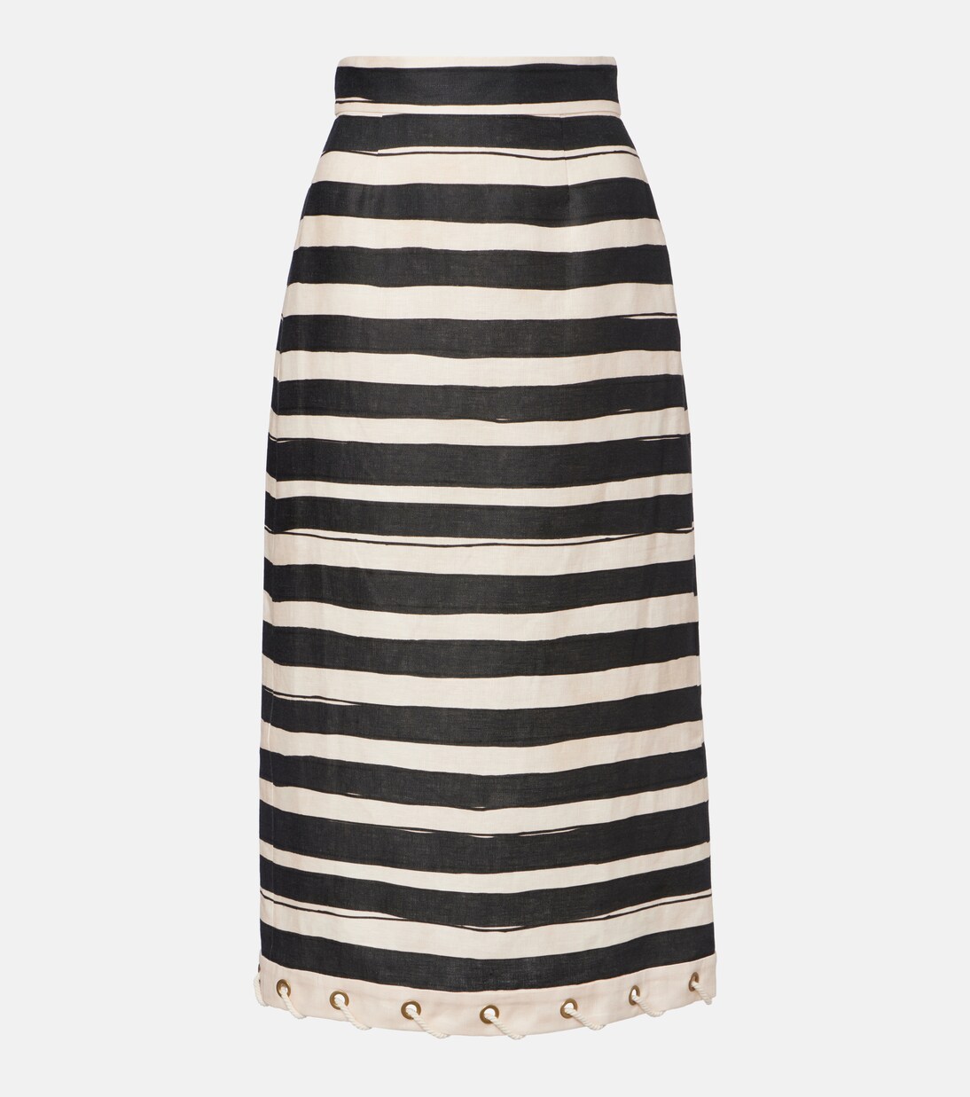 Rebellion striped linen midi skirt | Zimmermann