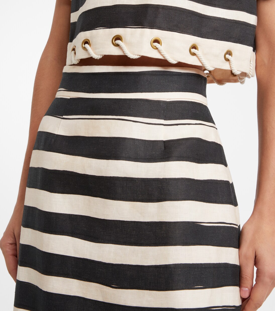 Rebellion striped linen midi skirt | Zimmermann