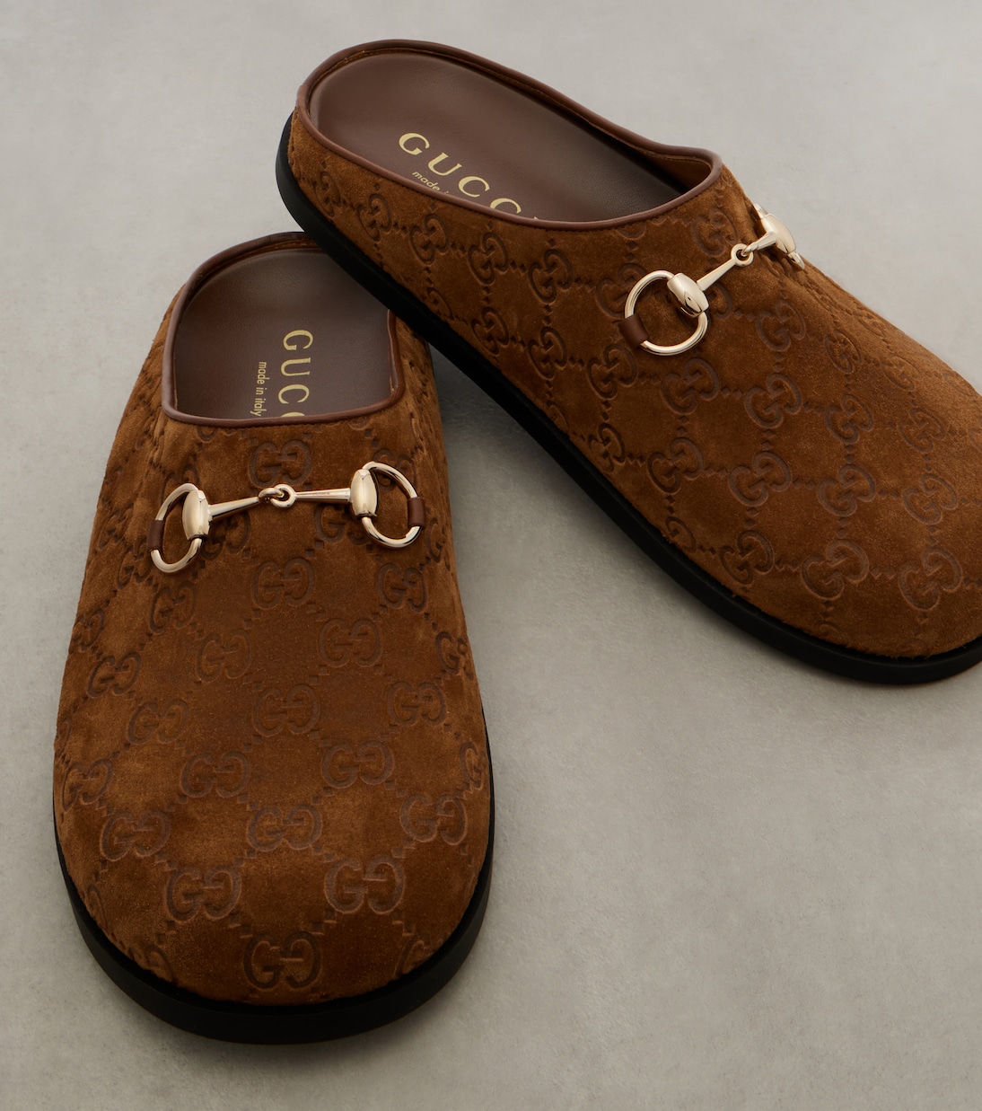Slippers GG Horsebit aus Veloursleder | Gucci