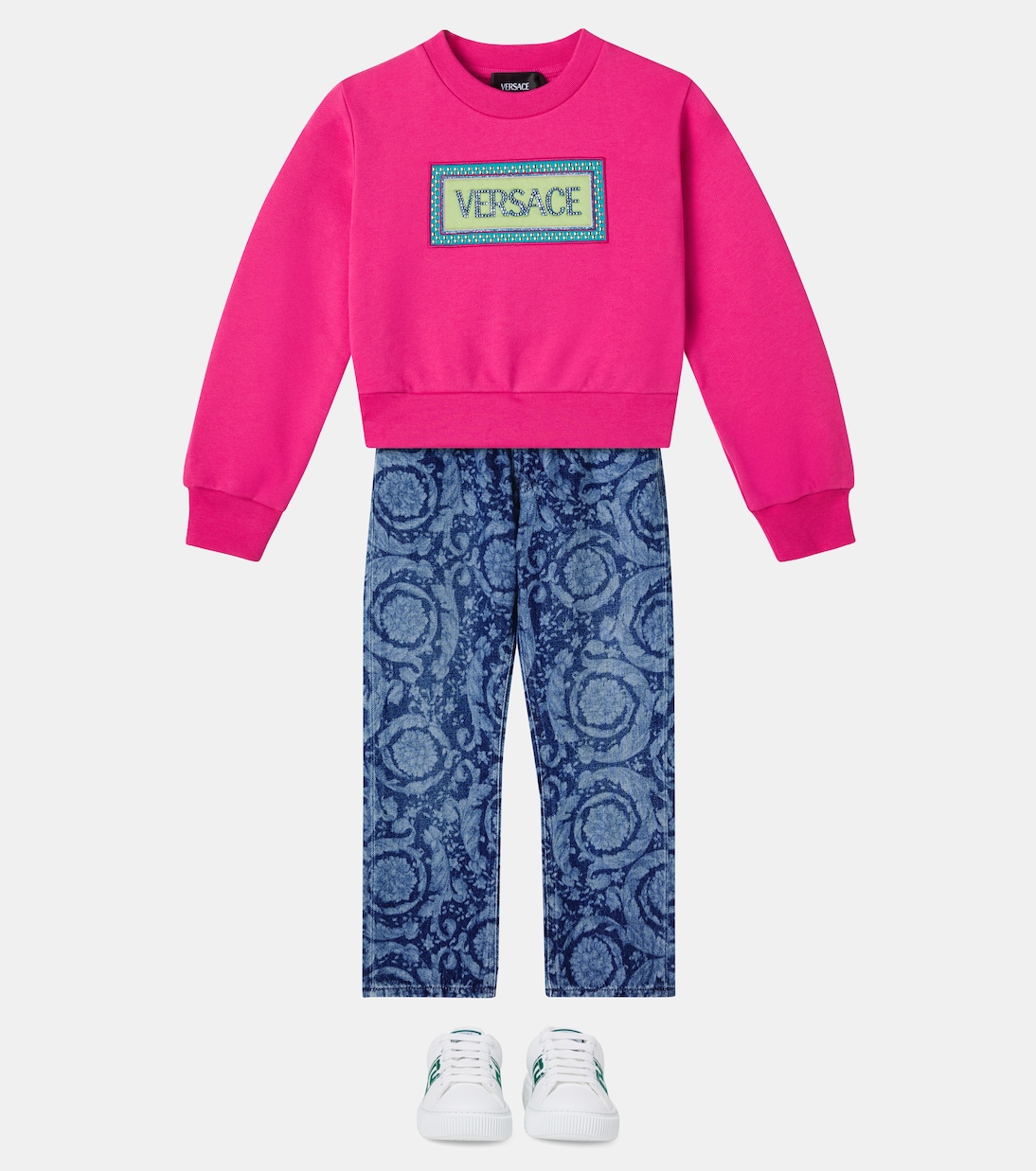 Logo cotton jersey sweatshirt | Versace Kids