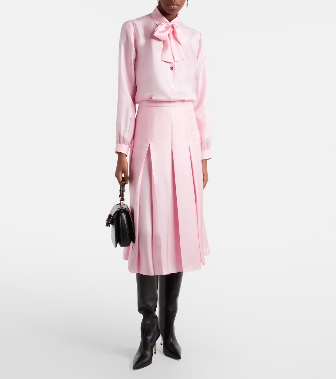 Pleated silk twill midi skirt | Gucci