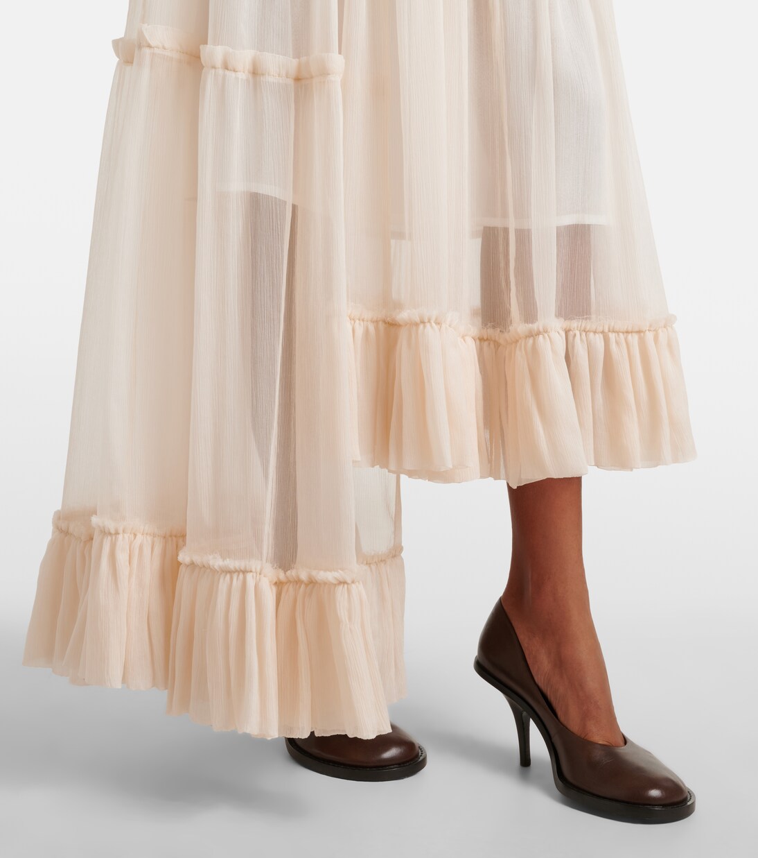 Ruffled asymmetric silk maxi skirt | Dries Van Noten