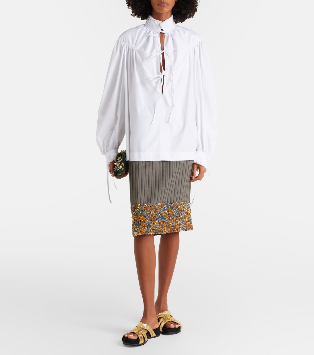 Sandalias de ante y piel metalizada | Dries Van Noten