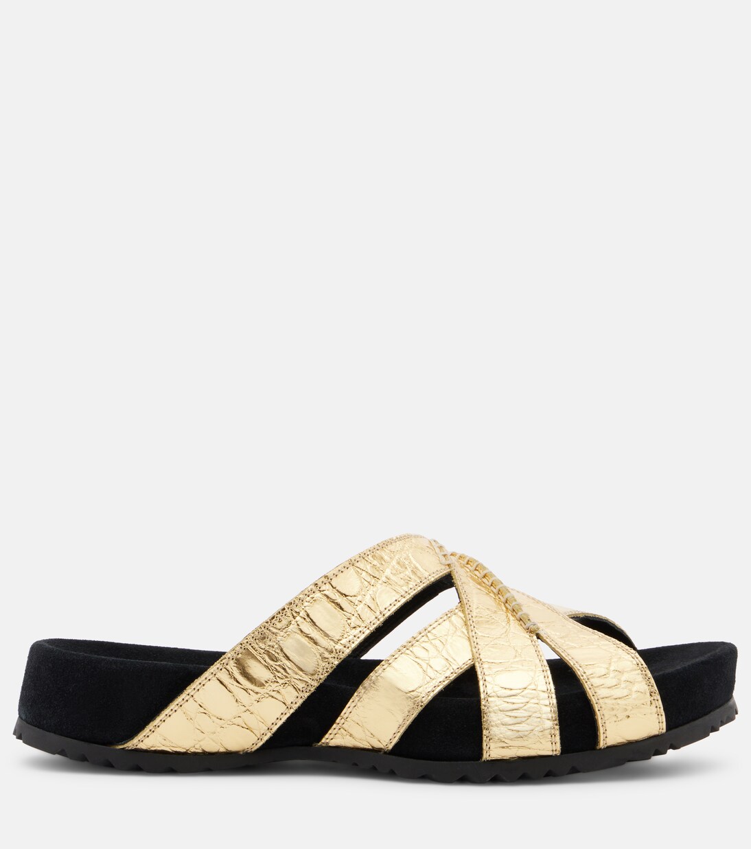 Sandalias de ante y piel metalizada | Dries Van Noten