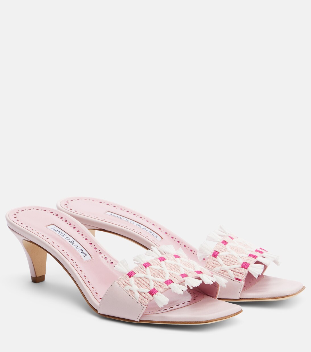 Mules More brodées en cuir | Manolo Blahnik