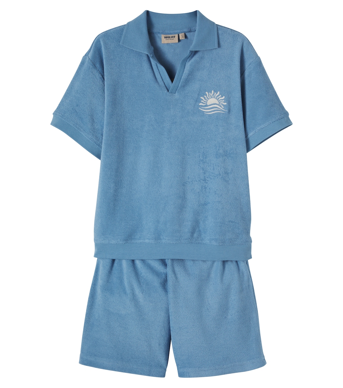 Cotton terry top and shorts set | Wheat