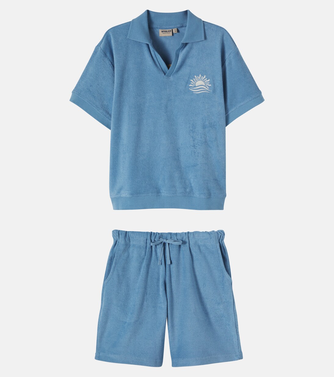 Cotton terry top and shorts set | Wheat