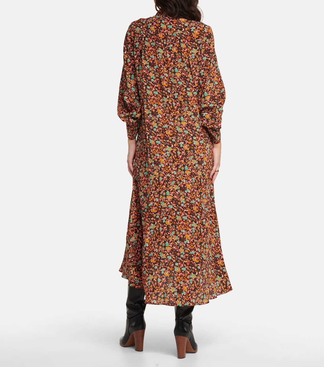 Floral silk tie-neck midi dress | Victoria Beckham