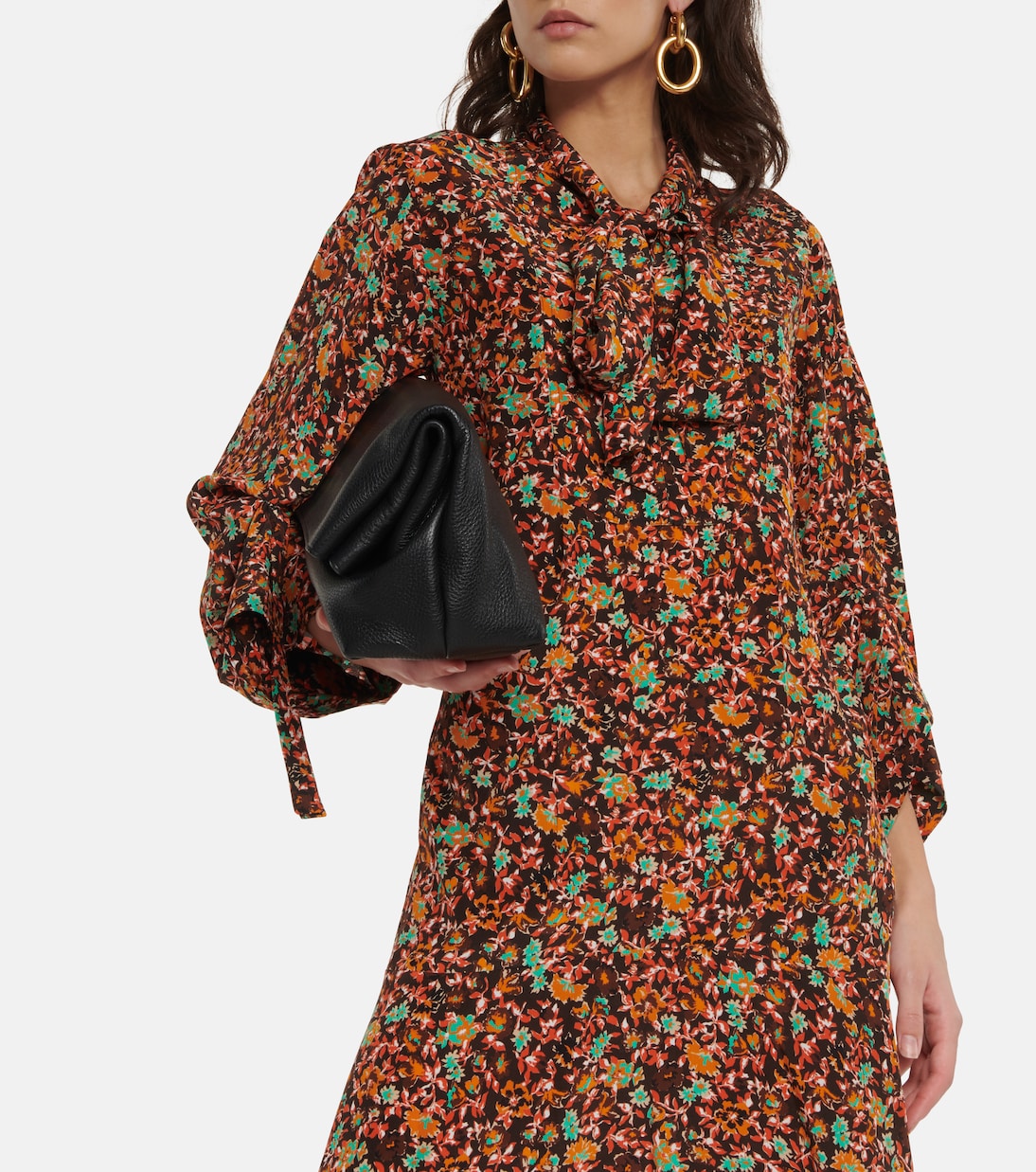 Floral silk tie-neck midi dress | Victoria Beckham