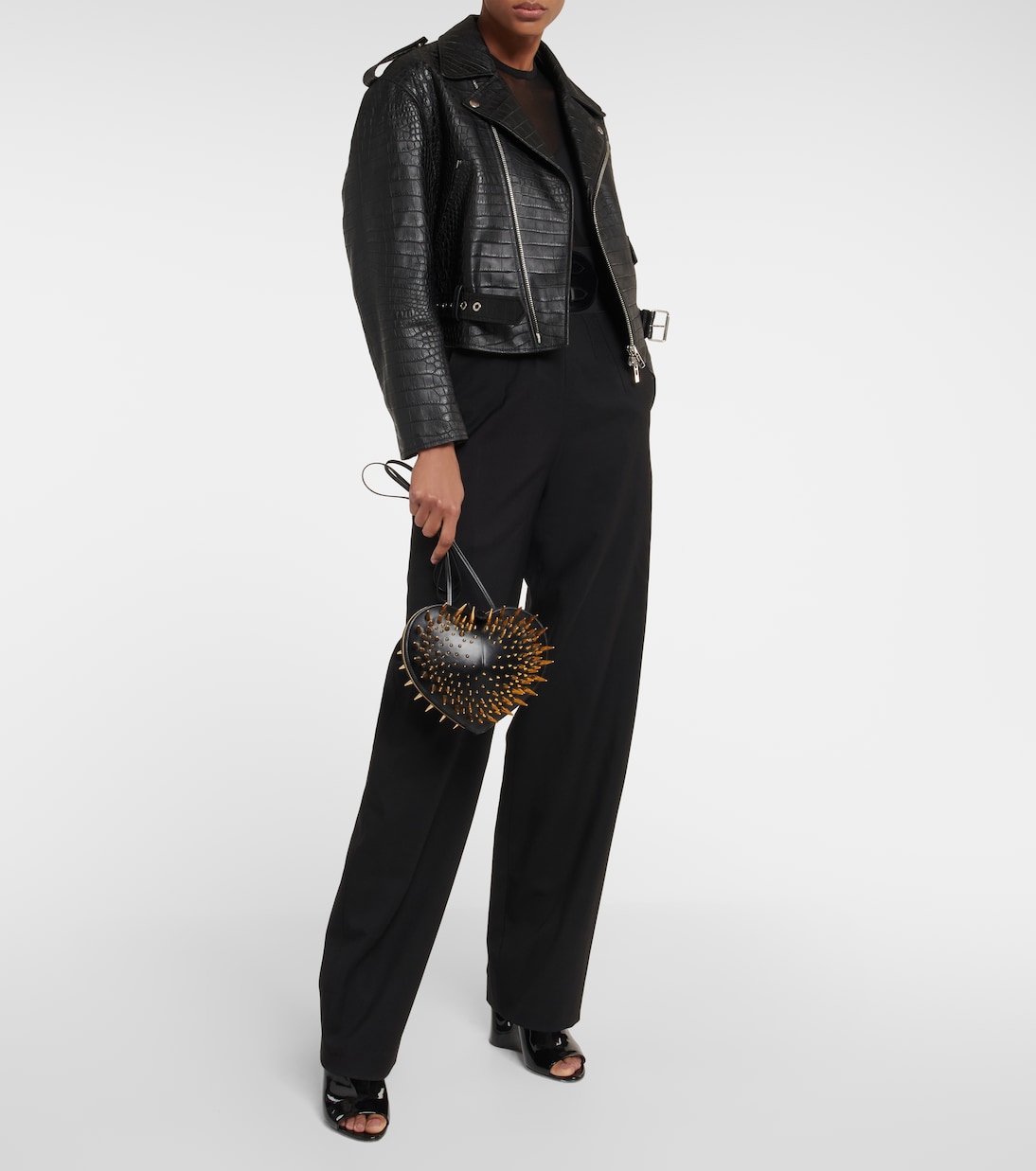 Sac Le Cœur en cuir à clous | Alaïa